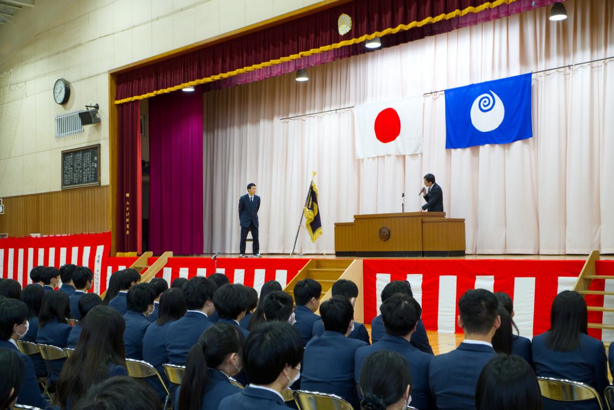 ラグビー部 吉田隼和さん（2年 結城中出身）と教頭