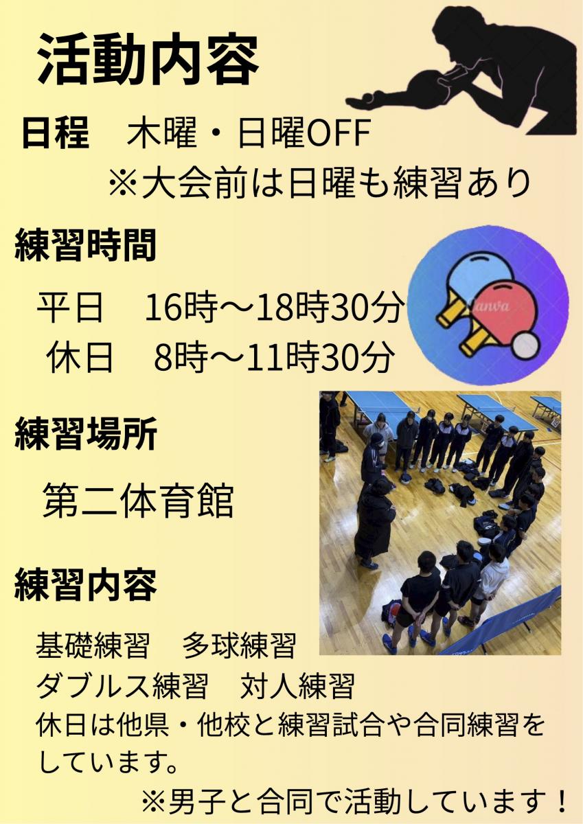 下館二高 女子卓球部 活動内容紹介